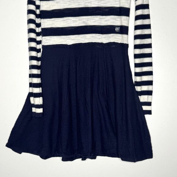 New Express Stripe Blocked Sweater Skater Dress Knit Nautical Womens Size Medium - Picture 5 of 9